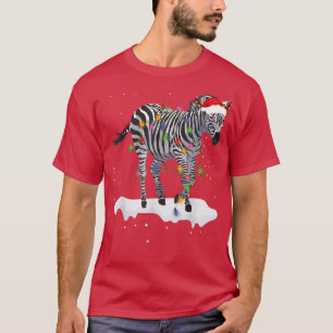 Funny Santa Zebra Weihnachtslicht Lights Lover Wei T-Shirt