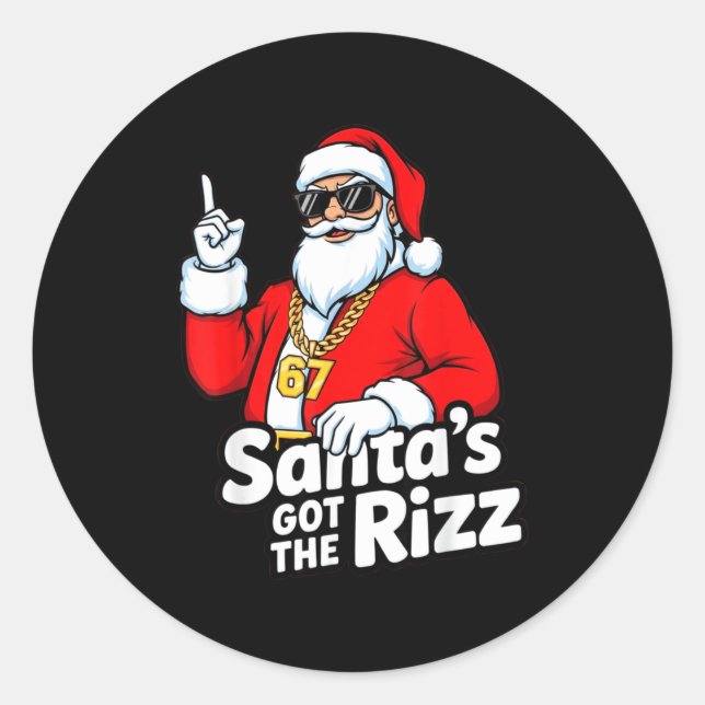 Funny Santa's Got The Rizz Christmas Meme 67  Runder Aufkleber (Vorderseite)