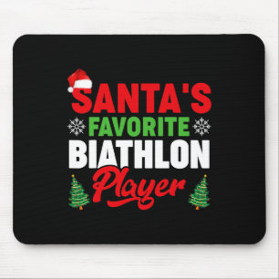 Funny Santa's Lieblings-Biathlon-Spieler Weihnacht Mousepad