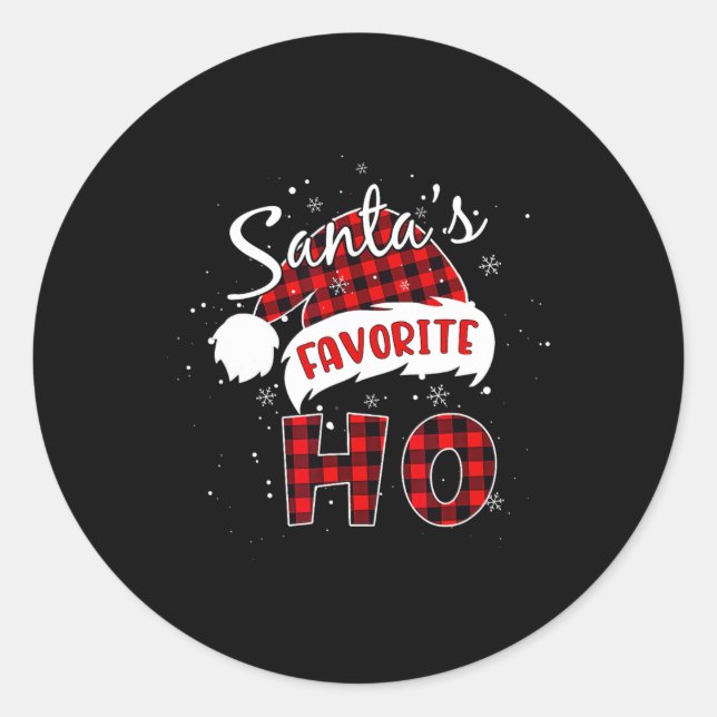 Funny Santa's Lieblings-Weihnachten Red Kariert Bu Runder Aufkleber (Vorderseite)