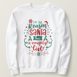 Funny Santa's Liste Wort Kunst unisex Erwachsene Sweatshirt