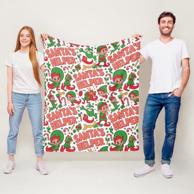 Funny Santa's Little Helper Elf Retro Cartoon  Fleecedecke (Beispiel)