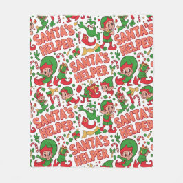 Funny Santa's Little Helper Elf Retro Cartoon  Fleecedecke