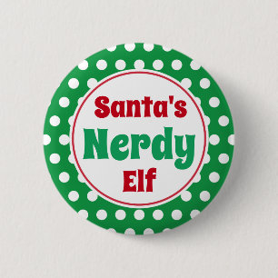 Funny Santa's Nerdy Elf Weihnachts-Button-Button Button