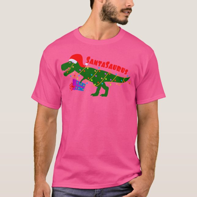 Funny Santasaurus Trex Dinosaurier Weihnachtsfeier T-Shirt (Vorderseite)