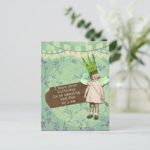 Funny Sarcastic Altered Art Vintag Birthday Girl Postkarte