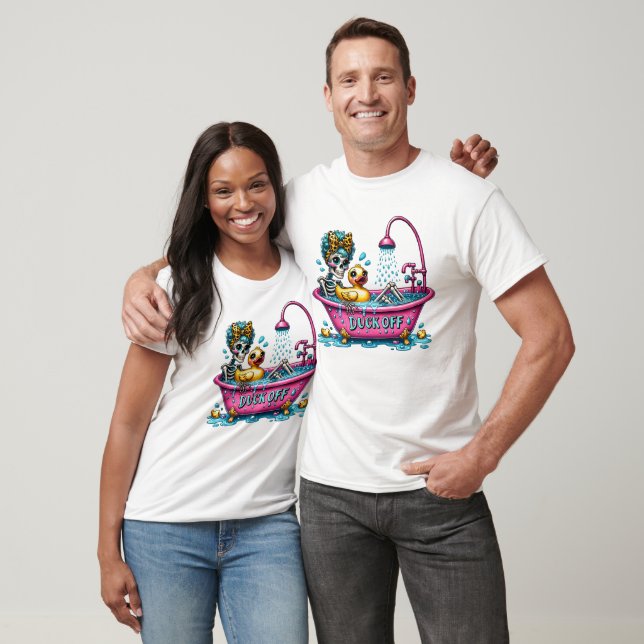 Funny Sarcastic Bade Skeleton Duck Off T-Shirt (Unisex)