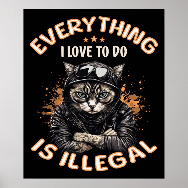 Funny Sarcastic Cat Bad Kitty Thug Gangster Cat Poster (Vorne)