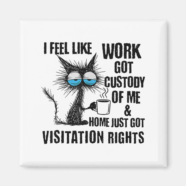 Funny Sarcastic Cat I Feel Like Work Got Custody O Magnet (Vorne)