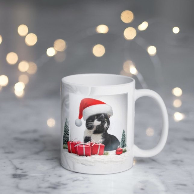Funny Sarcastic Cat Santas Hat Weihnachten Kaffeetasse (Von Creator hochgeladen)