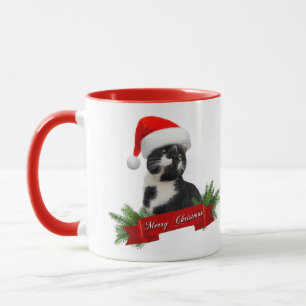 Funny Sarcastic Cat Santas Hat Weihnachts-Tasse Tasse