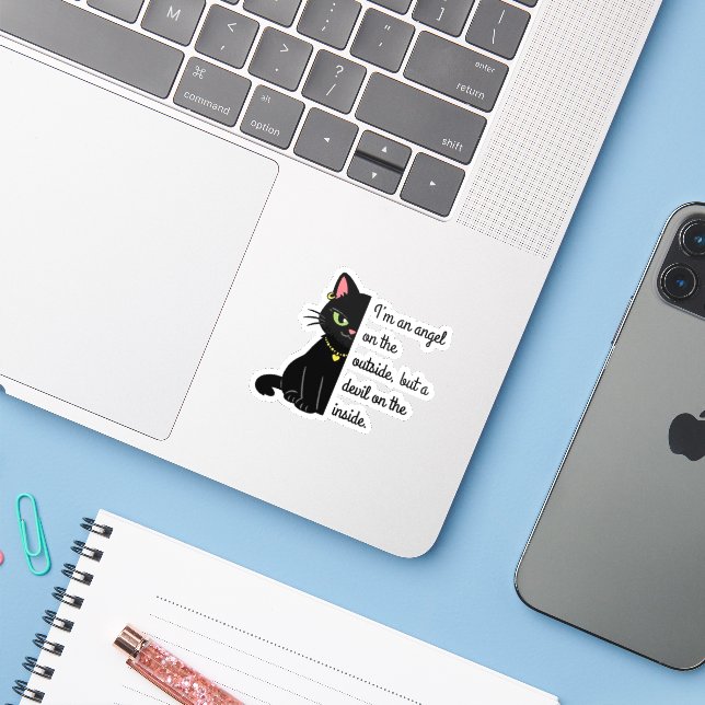 funny sarcastic cat stickers aufkleber (Laptop mit iPhone)