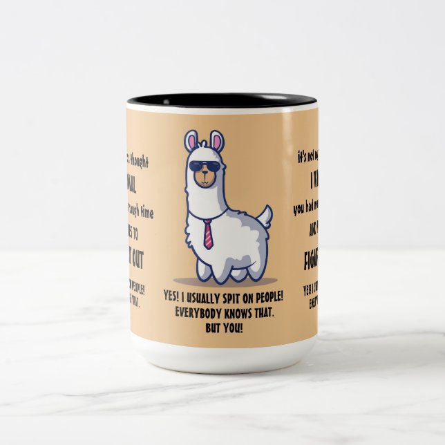 Funny Sarcastic Lamas Quotes Zweifarbige Tasse (Mittel)