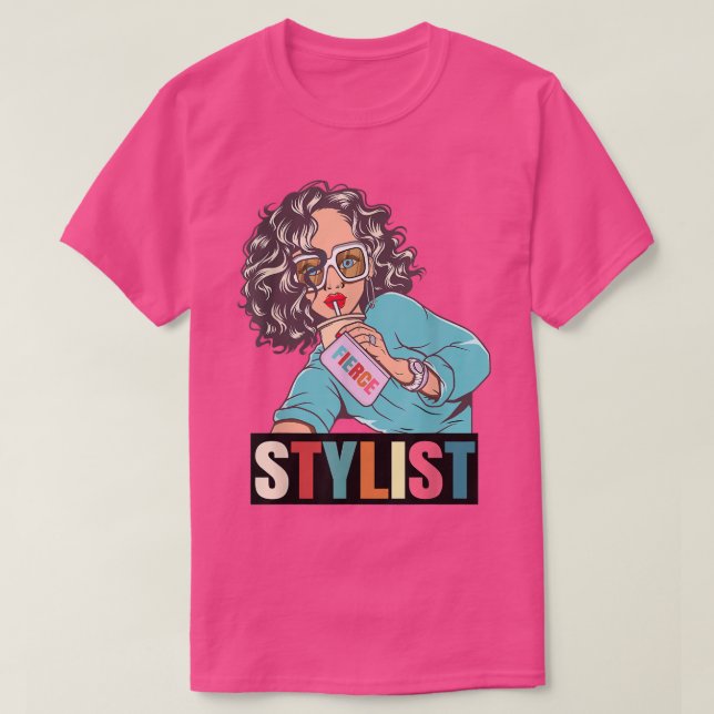 Funny Sarcastic Niedlich Fierce Hair Stylist Motiv T-Shirt (Design vorne)