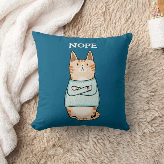 Funny Sarcastic Orange Cat Nope Kissen (Decke)