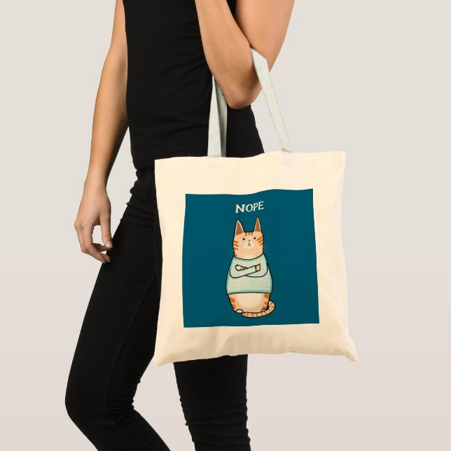 Funny Sarcastic Orange Cat Nope Tragetasche (Vorderseite (Produkt))