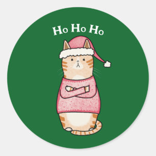 Funny Sarcastic Orange Cat Weihnachten Runder Aufkleber