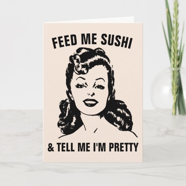 FUNNY SARCASTIC RETRO HOUSEWIFE SUSHI KARTE (Vorderseite)