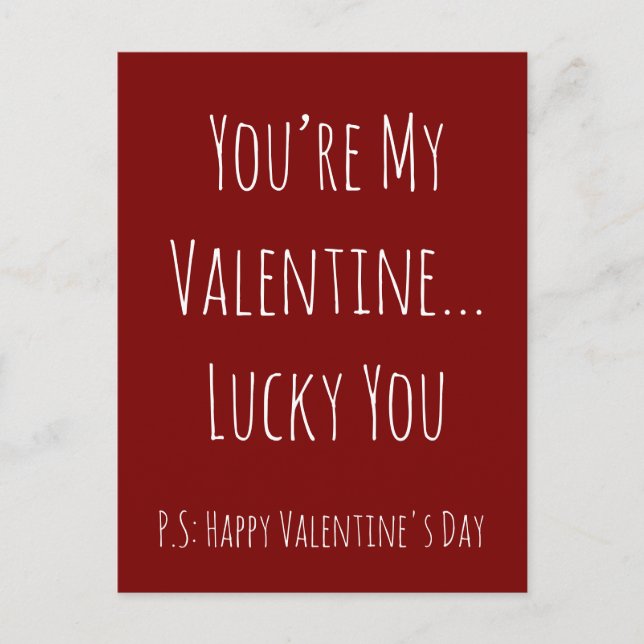 Funny Sarcastic Valentine’s – Custom Text Postkarte (Vorderseite)