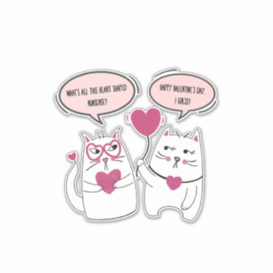 Funny Sarcastic Valentinstag Cat Couple Aufkleber