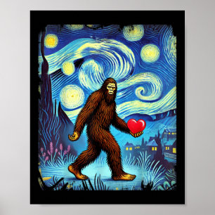 Funny Sasquatch Bigfoot Herz Valentinstag Boys Poster