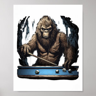 Funny Sasquatch Bigfoot Spielen Billiard Poster