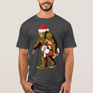 Funny Sasquatch Carried Santa Claus Bigfoot Santa  T-Shirt