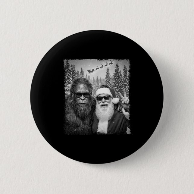 Funny Sasquatch Meme Cool Selfie With Santa Christ Button (Vorderseite)