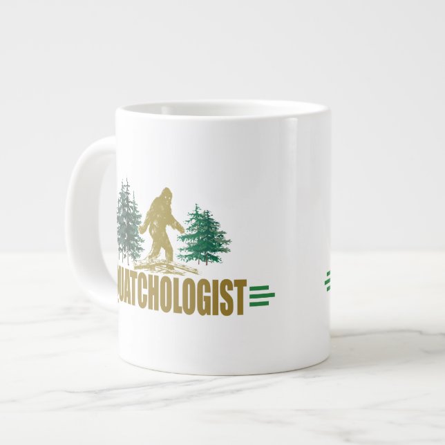 Funny Sasquatch, Squatchin, Squatching, Glauver Jumbo-Tasse (Vorderseite Links)