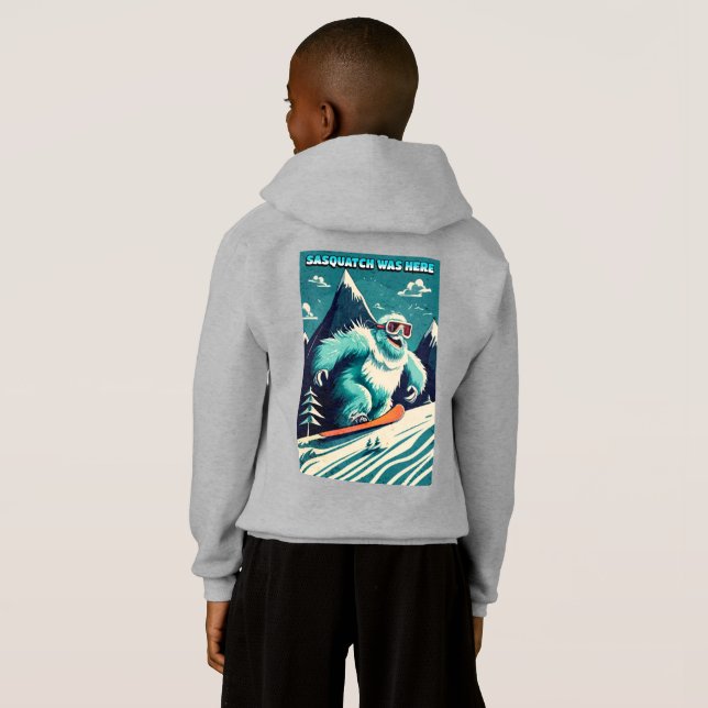 Funny Sasquatch war hier Snowboarden Winter Hoodie (Schwarz voll)