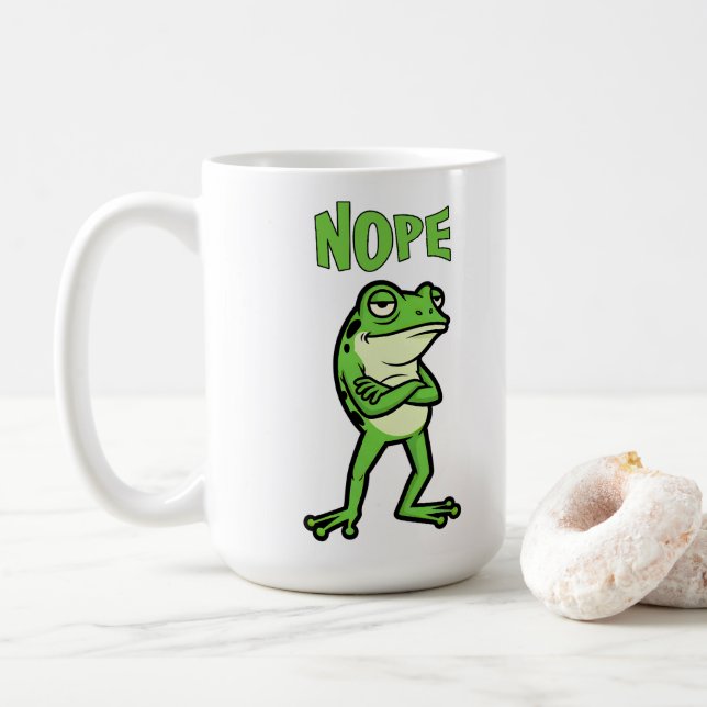 Funny Sassy Frog Nope, Grumpy Toads Cartoon Illus Kaffeetasse (Mit Donut)