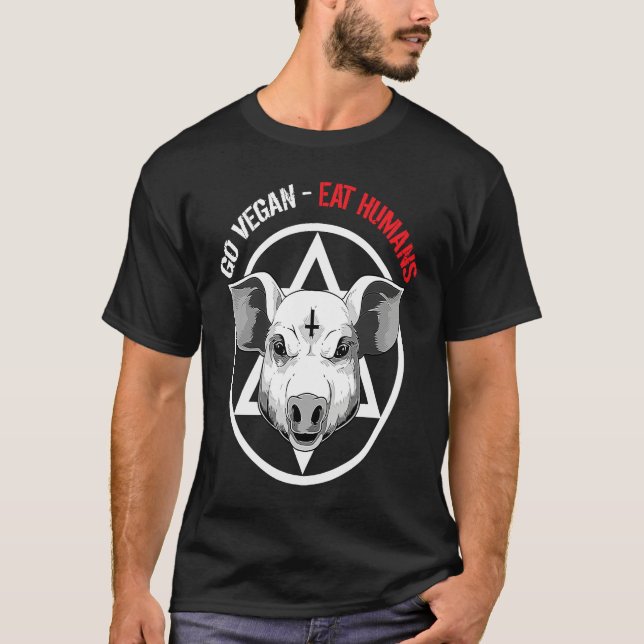 Funny Satan Pig Vegan Animal Lover T-Shirt (Vorderseite)
