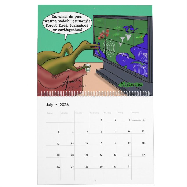 Funny Satire Dinosaur Cartoon Parody Humans Kalender (Jul 2026)