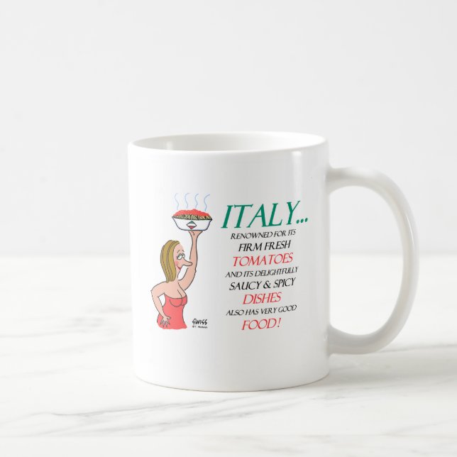 Funny Saucy Spicy Italian Women and Food Cartoon Kaffeetasse (Rechts)