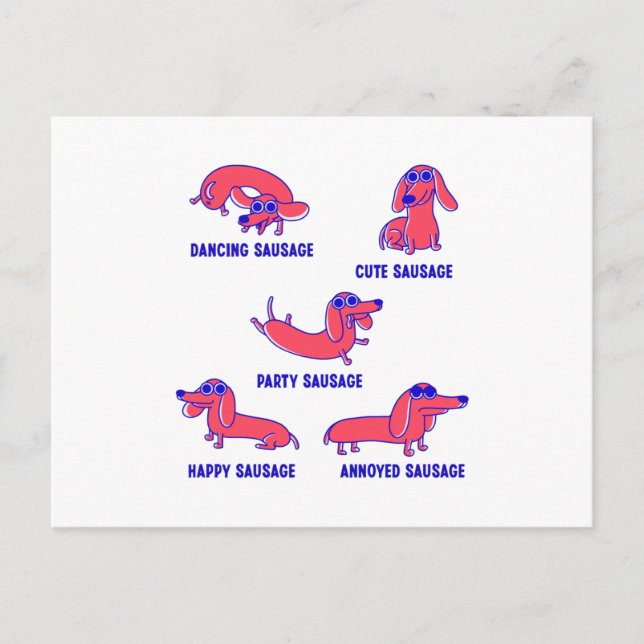 Funny Sausage Hunde Moods Geschenk Pater Lover Postkarte (Vorderseite)