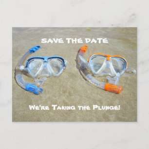 Funny Save the Date Card Beach Wedding Ankündigungspostkarte