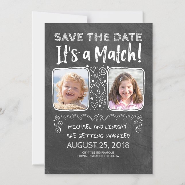 Funny Save the Date - Es ist ein Match Magneteinladung (Vorderseite)