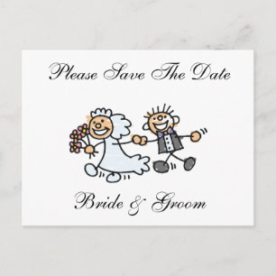 Funny Save the Date Happy Bride Groom Wedding Ankündigungspostkarte