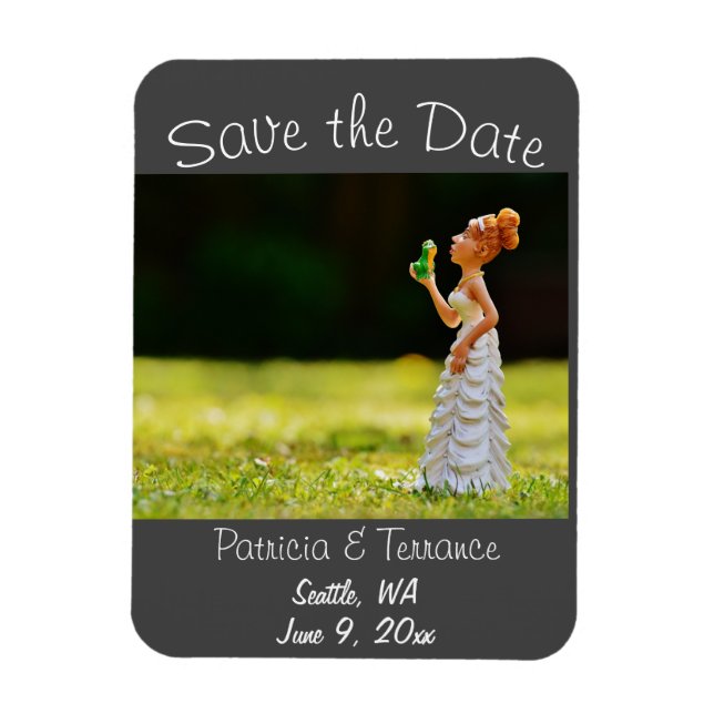 Funny Save the Date Princess Frog Magnet (Vertikal)
