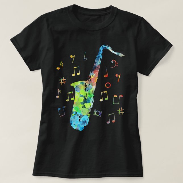 Funny Saxophon Musiker Jazz Musik Lover Farbenfroh T-Shirt (Design vorne)
