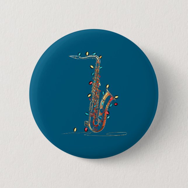 Funny Saxophone Christmas Graphics Lights Lover Pl Button (Vorderseite)