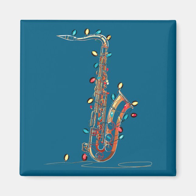 Funny Saxophone Christmas Graphics Lights Lover Pl Magnet (Vorne)