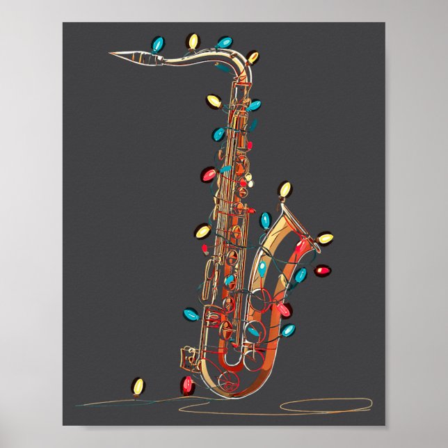 Funny Saxophone Christmas Graphics Lights Lover Pl Poster (Vorne)