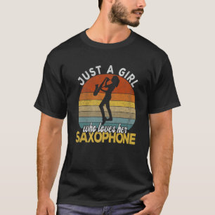 Funny Saxophone Girl Musica Jazz Musik Lover Ret T-Shirt