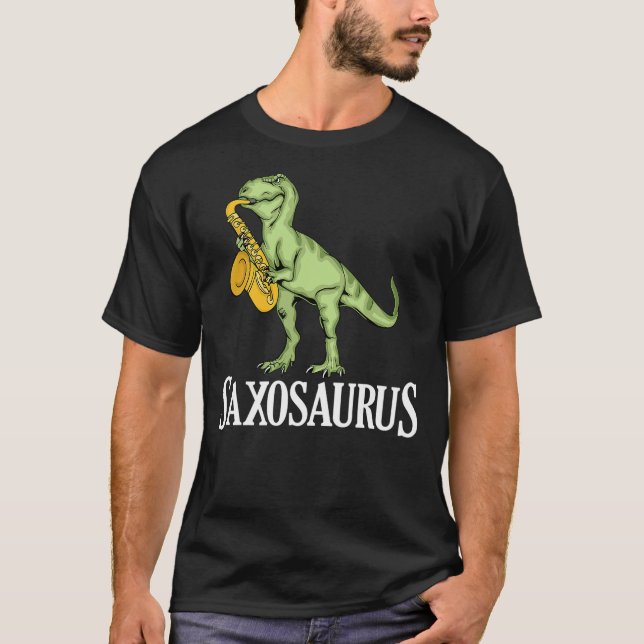 Funny Saxophone Player Dinosaur Kids Saxosaurus T-Shirt (Vorderseite)