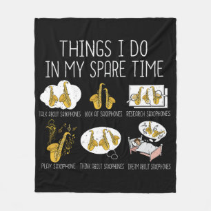 Funny Saxophone Player Gift Men Jazz Music Fleecedecke
