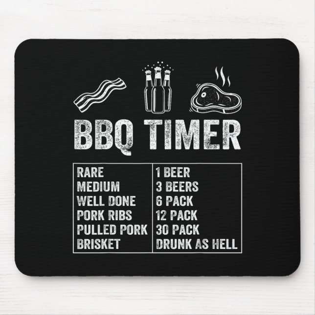 Funny Saying Bbq Timer Beer Grill Dad Barbecue Dri Mousepad (Vorne)
