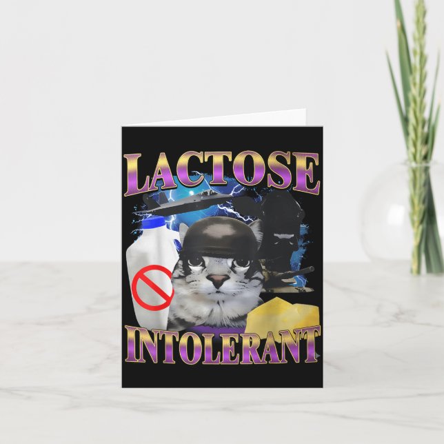 Funny Saying Lactose Intolerant Silly Cat Meme Cat Karte (Vorderseite)