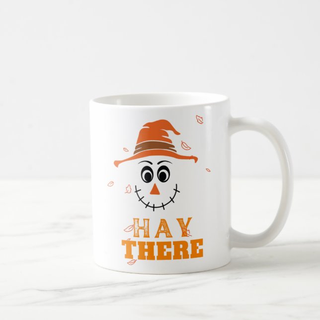 Funny Scarecrow Face Herbstlaubs Halloween Kaffeetasse (Rechts)