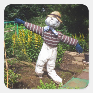 Funny scarecrow quadratischer aufkleber
